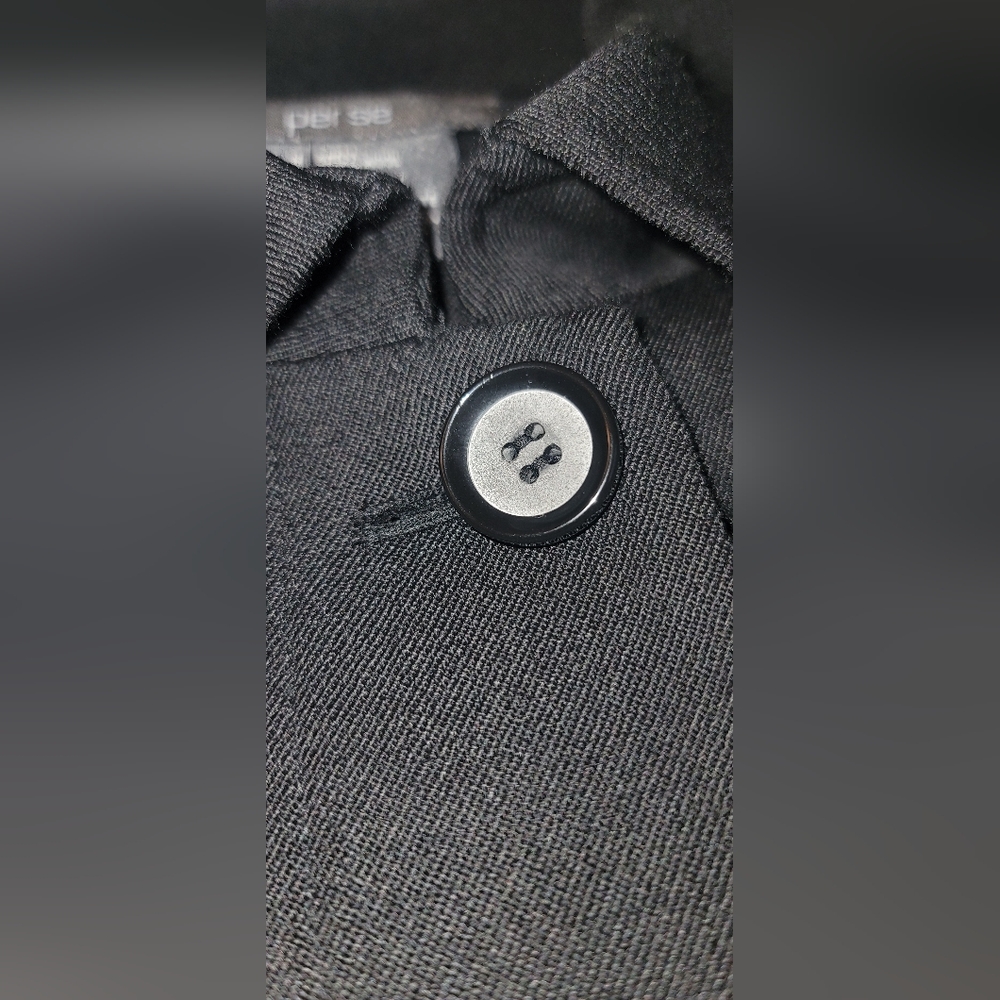 Per Se Black and White Geometric Colorblock Long Blazer Jacket Coat Size 8 - Picture 4 of 8